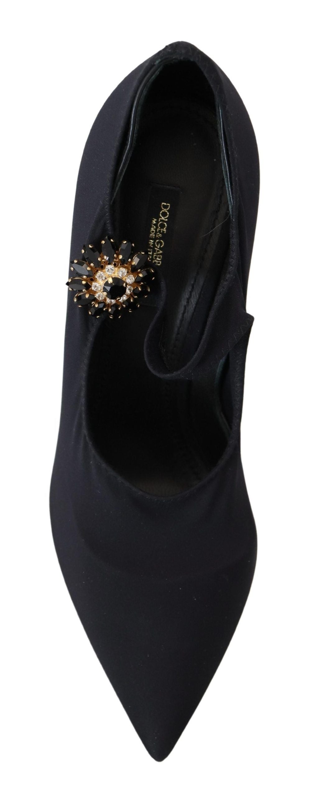 Black Stretch Crystal Pumps