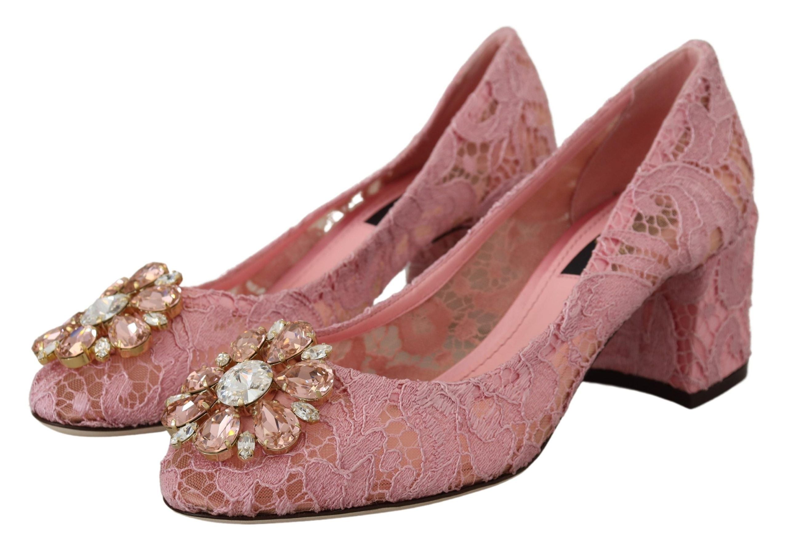 Dolce & Gabbana Pastel Pink Lace Heels Pumps