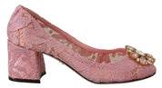 Dolce & Gabbana Pastel Pink Lace Heels Pumps
