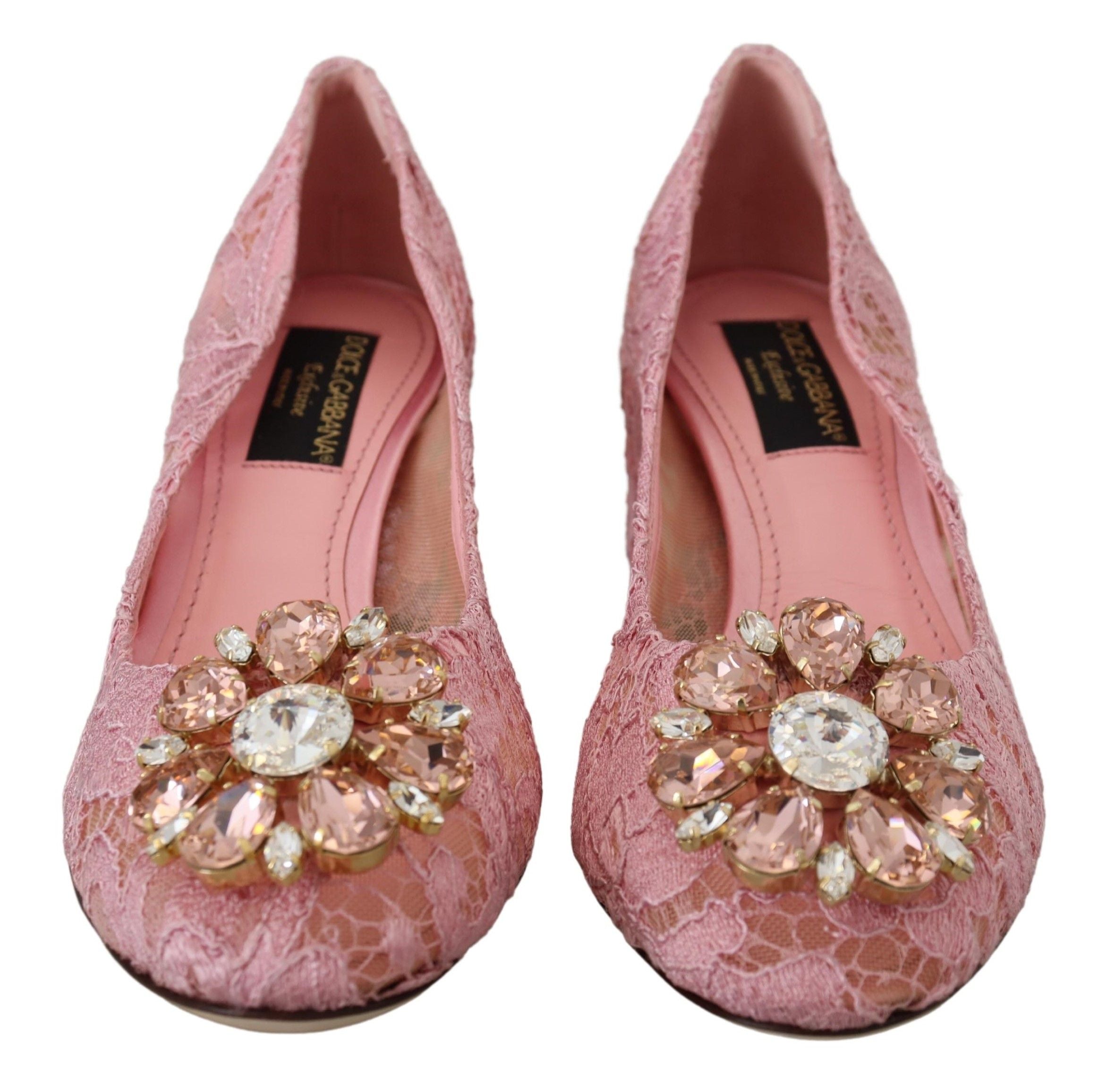 Dolce & Gabbana Pastel Pink Lace Heels Pumps