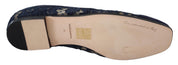 Dolce & Gabbana Blue Floral Lace Loafers Flats