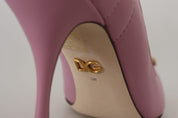 Pink Leather Heels Pumps with DEVOTION Heart
