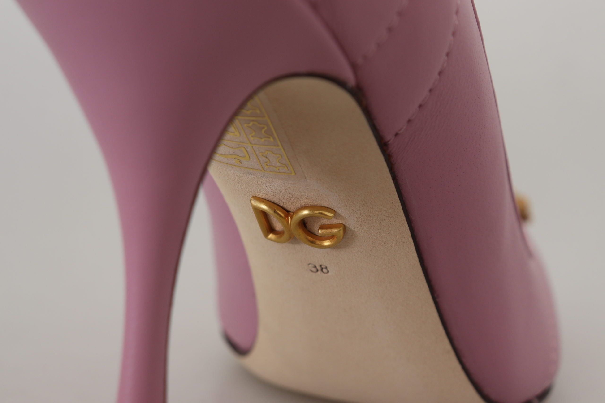 Pink Leather Heels Pumps with DEVOTION Heart