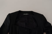 Black Slim Fit Long Sleeves Snap Jacket