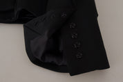 Black Slim Fit Long Sleeves Snap Jacket