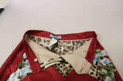 Multicolor Leopard Flora Printed Mid Waist Trouser Pants