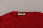 Red Wool Knit Round Neck Pullover Sweater