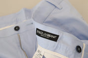 Blue Cotton Stretch Trousers Chinos Pants