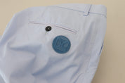 Blue Cotton Stretch Trousers Chinos Pants