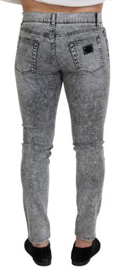 Gray Slim Fit Wash Stretch Cotton Denim Jeans