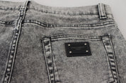 Gray Slim Fit Wash Stretch Cotton Denim Jeans
