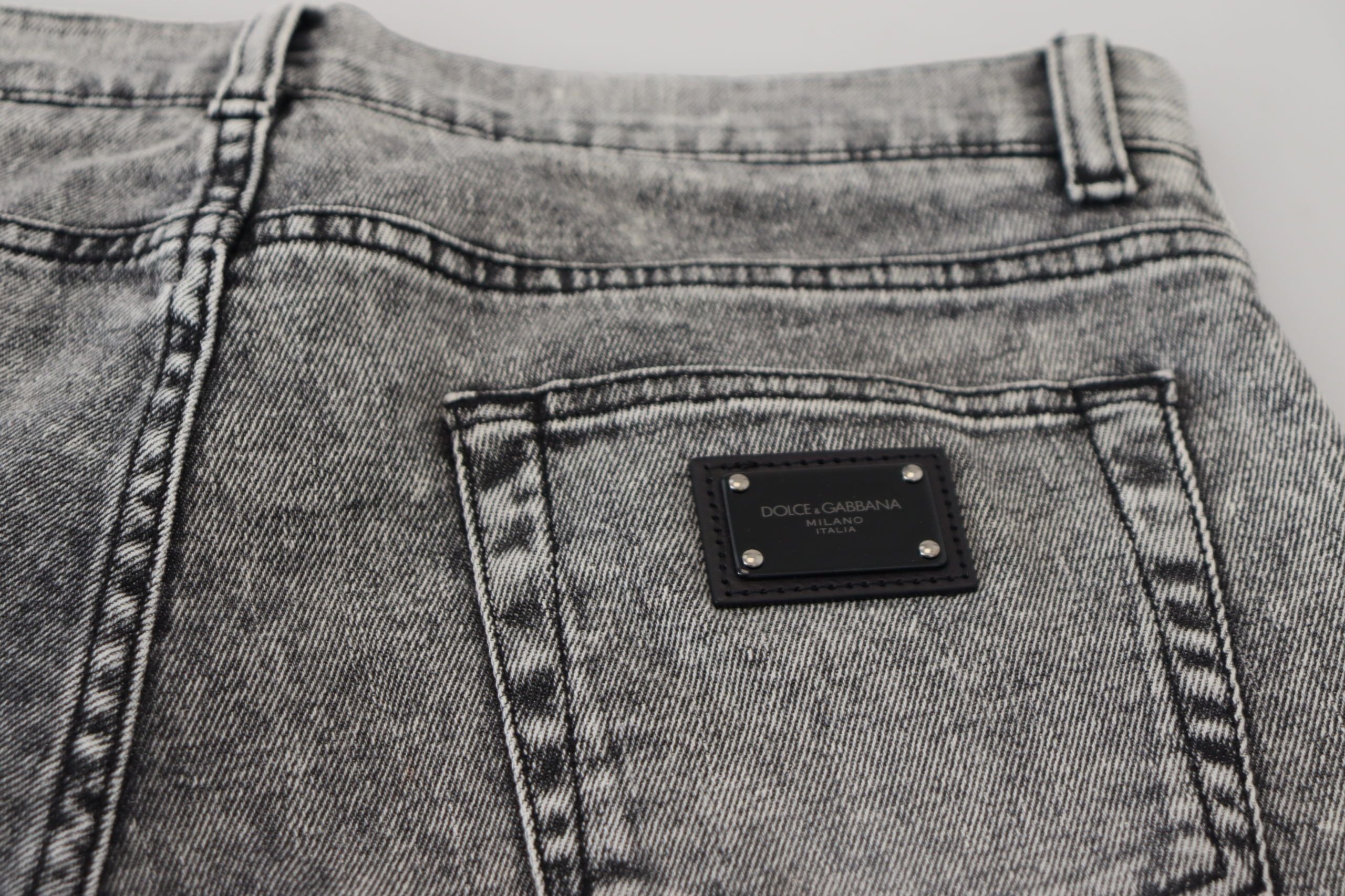 Gray Slim Fit Wash Stretch Cotton Denim Jeans