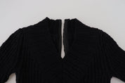 Black Wool Knitted Sheath Sweater Dress