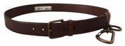 Brown Leather Gold Metal Buckle Carabiner Belt