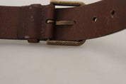 Brown Leather Gold Metal Buckle Carabiner Belt