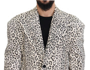 White Leopard Single Breasted Coat Blazer
