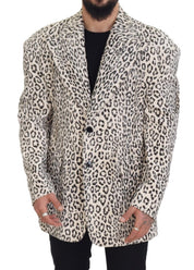 White Leopard Single Breasted Coat Blazer