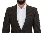Black Brown Stripes Single Breasted Blazer
