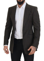 Black Brown Stripes Single Breasted Blazer