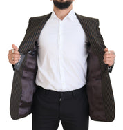 Black Brown Stripes Single Breasted Blazer
