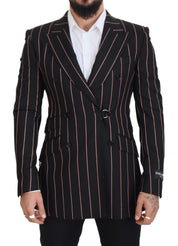 Black Stripes Viscose Double Breasted Blazer