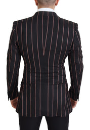 Black Stripes Viscose Double Breasted Blazer