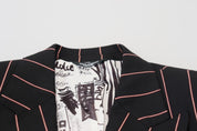 Black Stripes Viscose Double Breasted Blazer