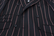 Black Stripes Viscose Double Breasted Blazer