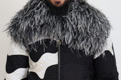 Black White Fur Shearling Full Zip Jacket