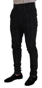 Black Striped Men Trousers Cotton Pants