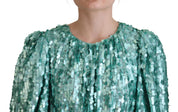 Blue Sequined Pleated Aline Midi Nylon Dress