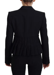 Black Single Breasted Fit Blazer Wool Jacket