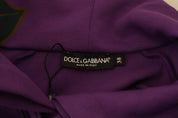 Purple Floral Print Pullover  Cotton Sweater