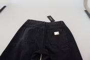 Black Cotton Tattered High Waist Denim Jeans