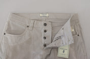 Gray Cotton Tapered Men Casual Pants