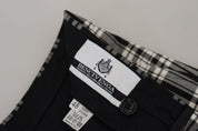 Black Checkered Cotton Men Casual Pants