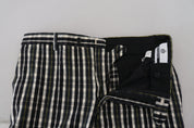 Black Checkered Cotton Casual Pants
