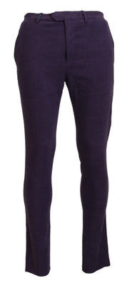 Purple Pure Cotton Tapered Mens Pants