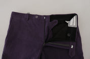 Purple Pure Cotton Tapered Mens Pants