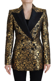 Black Gold Jacquard Coat Blazer Jacket