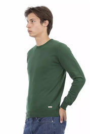 Green Cotton Men Sweater