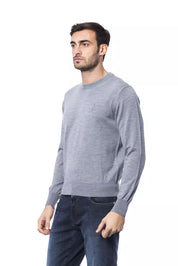Gray Merino Wool Men Sweater