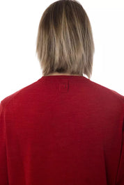 Red Merino Wool Men Sweater