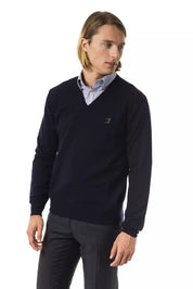 Blue Merino Wool Men Sweater