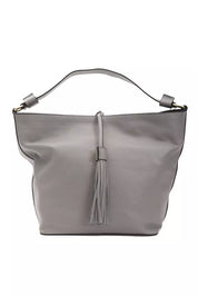 Gray Leather Women Shoulder Bag
