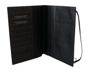 Black Leather Bifold Travel Holder Logo Wallet