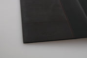Black Leather Bifold Travel Holder Logo Wallet