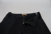 Black Cotton Back Buckle Casual Denim Jeans