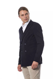 Blue Viscose Men Blazer