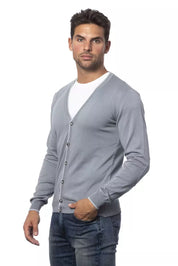 Gray Cotton Men Cardigan